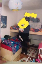 cameretta a ponte usata forma a L, castello, bimbi