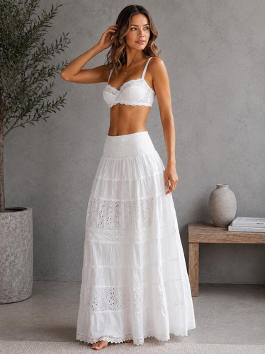 Maxi gonna bohemien bianca - maxi, bohemien,
