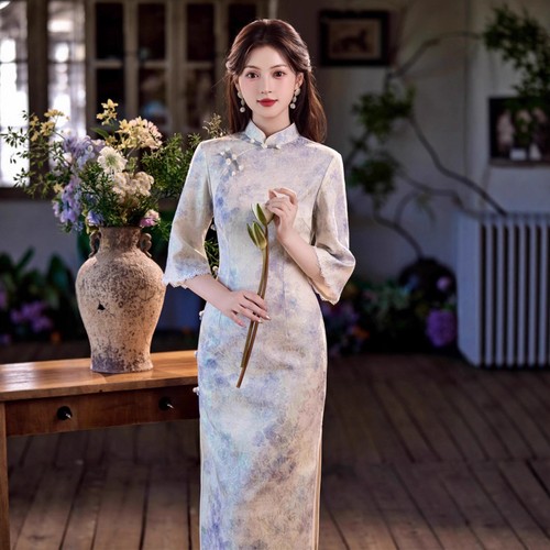 Abito lungo 2025 cheongsam - abito,