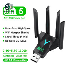 Adattatore USB Wifi Dual Band 1300Mbps Dongle Wi-Fi 2.4G/5Ghz USB3.0 802.11AC Ri