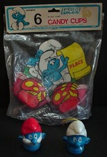 PAPA PUFFO Contenitore per caramelle PUFFI TAZZE CARAMELLE Vintage 1982