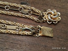 BIGIOTTERIA VINTAGE FIRMATA GM LUNGA COLLANA A TRIPLO GIRO MAGLIE DORATE  BIJOUX