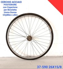 CERCHIO +COPERTONE POSTERIORE 37-590 26X15/8 BICI City Bike Uomo Donna Acciaio