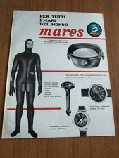 1961 MARES MUTA MASCHERE PROFONDIMETRO SUBACQUEO  VINTAGE AD PUB