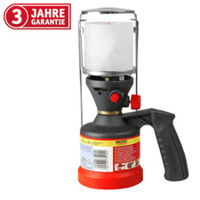 Lampada da campeggio WALTER a gas con piezo incl. 3 calze incandescenti, regolabile in continuo