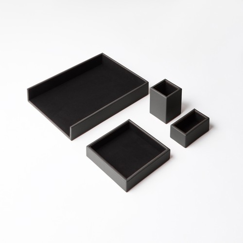 Set scrivania pelle grigio - pelle,