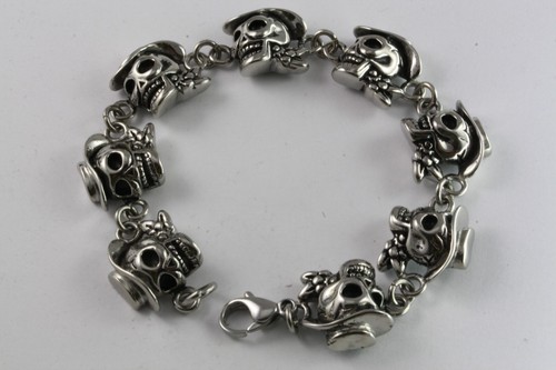 Teschio bracciale biker nero - bracciale,