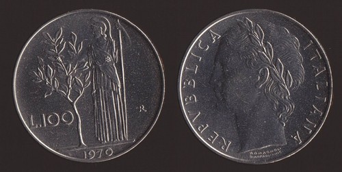 100 lire 1970 minerva - 1970, italia