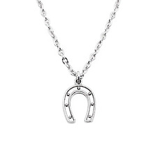 Collana FERRO DI CAVALLO portafortuna con catena ACCIAIO inox argento Uomo Donna