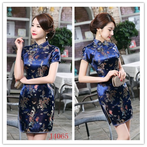 Abito cheongsam manica corta - cheongsam, q