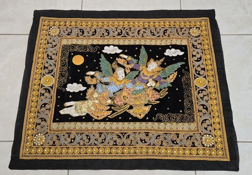Arazzo vintage birmano kalaga - arazzo,