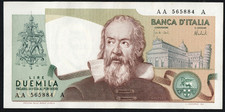 REPUBBLICA ITALIANA  2000 LIRE GALILEO GALIEI TRIPLA AA-A  QFDS/FDS