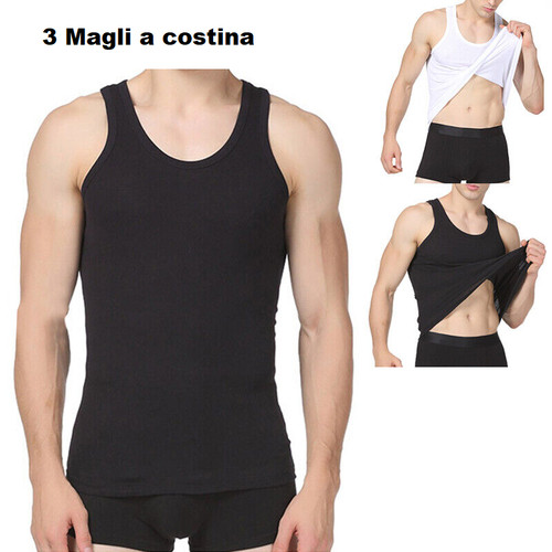 Canottiera costina nere - ,