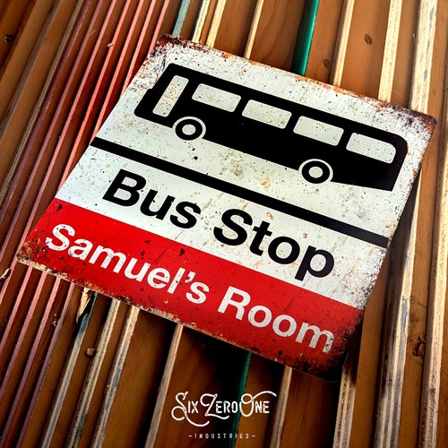Personalised bus stop square - bus,