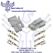 CONNETTORE 2 VIE MINI FIT MOLEX MASCHIO FEMMINA KIT 2 PIN COMPLETO MINI-FIT JR.