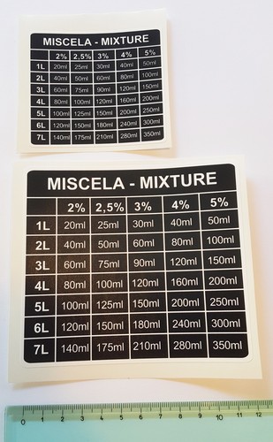 Adesivi miscela tabella vespa - tabella,