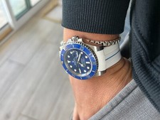 Rolex SUBMARINER 20mm BIANCO Vulcanizzato Caoutchouc Striscia BLU