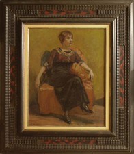 RITRATTO DI SIGNORA - MARCHETTI GIULIO - Dipinto Originale Olio su Tela cm 38x46