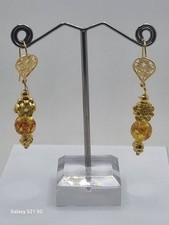 ORECCHINI DORATI CON AMBRA, collana abbinabile, bracciale abbinabile