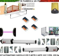 AUTOMATISMO CANCELLO 5 MT 2 ANTE KIT CED DUE MOTORI 220 V 4 RADIOCOM FOTOC FARO