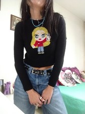 Maglione Pullover Donna Chiara Ferragni Nero Xs  Logo Mascotte 