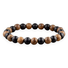Bracciale perle 8mm legno - bracciale,
