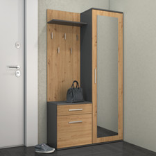 MODAL CASA Mobile ingresso moderno 100 cm specchio appendiabiti quercia Reno