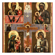 icona russa antica Crocifissione quadripartita Russian icon, Russische Ikone