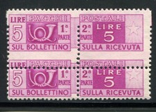 Pacchi Postali Lire 5 Varietà Forte Punzone Pettine Spostamento