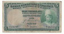 5 FRANCHI ORO REGNO D'ITALIA . BANCA NAZIONALE D'ALBANIA  1926