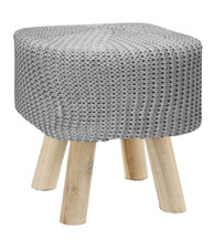 POUF SGABELLO POGGIAPIEDI QUADRATO MODERNO POUFF PIEDI LEGNO GRIGIO 27*28 CM