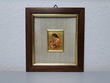 QUADRETTO MADONNA CON BAMBINO ORO IN FOGLIA 23 KT VERY VINTAGE