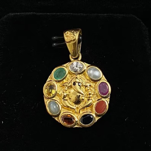 Navratna ganesha pendant gold - pendant,