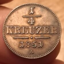 Moneta 1/4 Di Kreuzer 1851, Austria Franz Joseph I, Rif. 7789