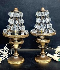 "Lacrime Imperiali"-antiche lampade da tavolo con pendenti,barocco 30-50',Italy