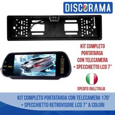 KIT PORTATARGA CON TELECAMERA 170° + MONITOR SPECCHIETTO RETROVISORE 7" LED AUTO