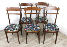 Set 5 Sedie Antiche in Legno Vintage anni '50 '60 Modernariato Epoca Rifoderate