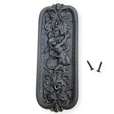 Piastra a spinta porta cherubino ornato ghisa vintage - decorazione rustica antica
