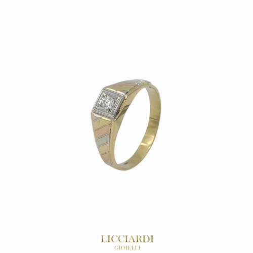 Anello solitario uomo oro