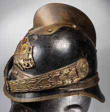 antico elmetto in pelle ufficiale vigili del fuoco Repubblica Ceca - Boemia e Moravia 1910 circa