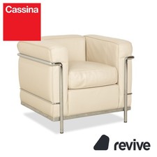 Cassina Le Corbusier LC 2 Poltrona In Pelle Crema Uovo Bianco