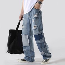 Men's Wide Leg Wide Leg Ripped