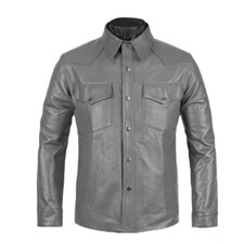 Nuova Giacca Grigia In Pelle Di Agnello Per Uomo Elegante Morbida Slim