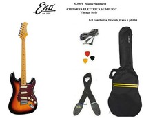 EKO S300V Maple Sunburst Chitarra elettrica Vintage tipo STRATOCASTER CON BORSA