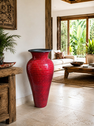 Vaso terracotta con mosaico - in,