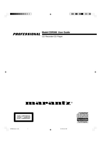 Marantz cdr500 manuale - marantz,