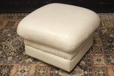 Grande Pouf / Puff / Pouff / poggiapiedi / pelle bianca / quadrato / inglese /UK