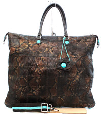 Borsa in pelle stampata pitone GABS G 3 cucita patchwork made in Italy