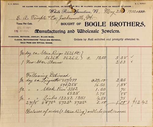 1900 billhead bogle - ~,