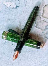 Parker Duofold Green Jade, 14K Fine Nib Button Filler 1930’S USA Full Restored